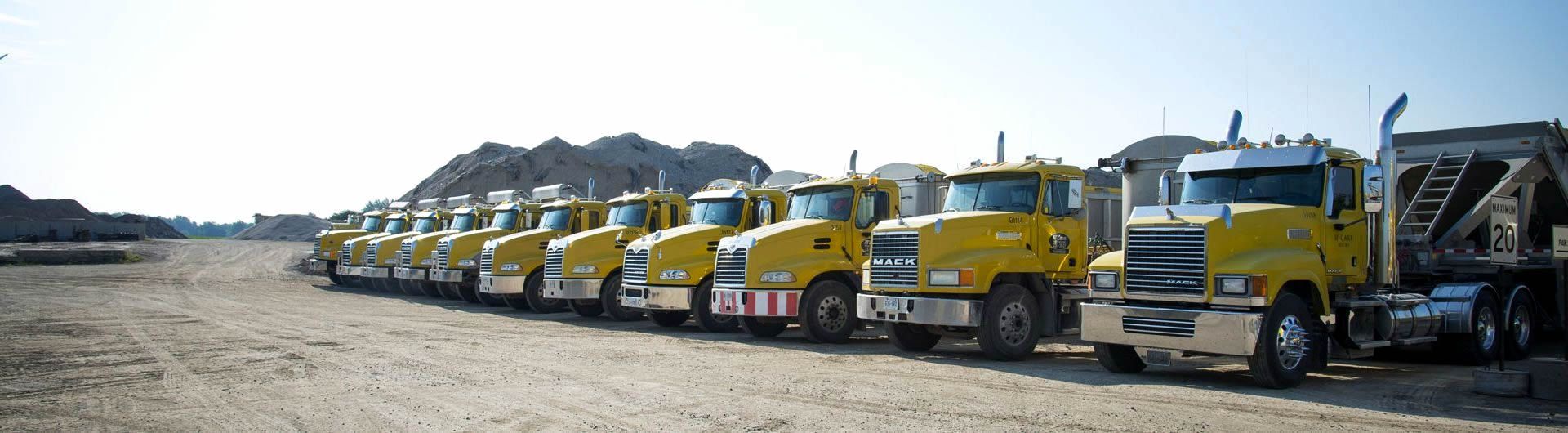fleet of gravel trucks